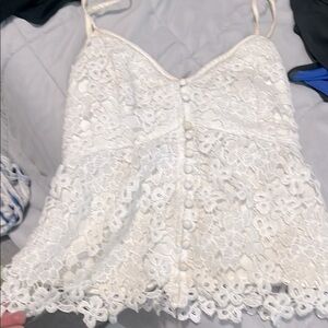Abercrombie and Fitch Elegant White Lace Camisole Top